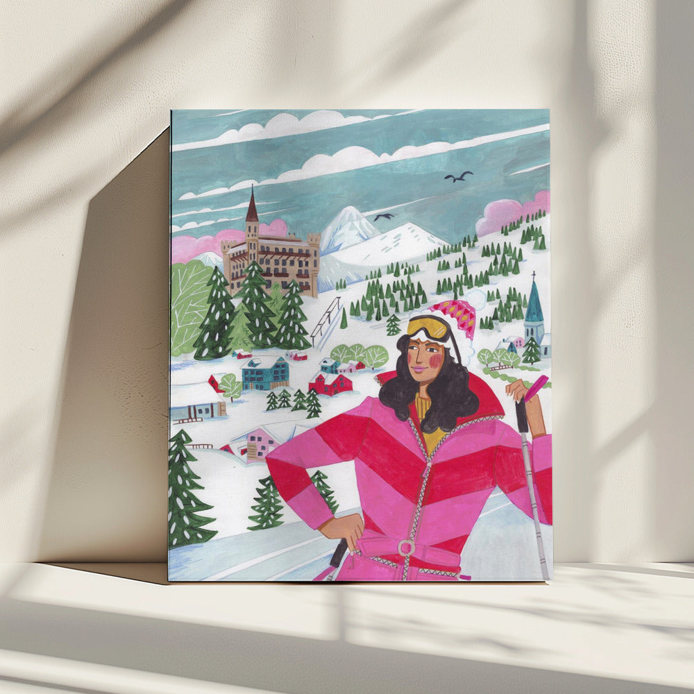 Winter Scene Woman Skiing | Canvas