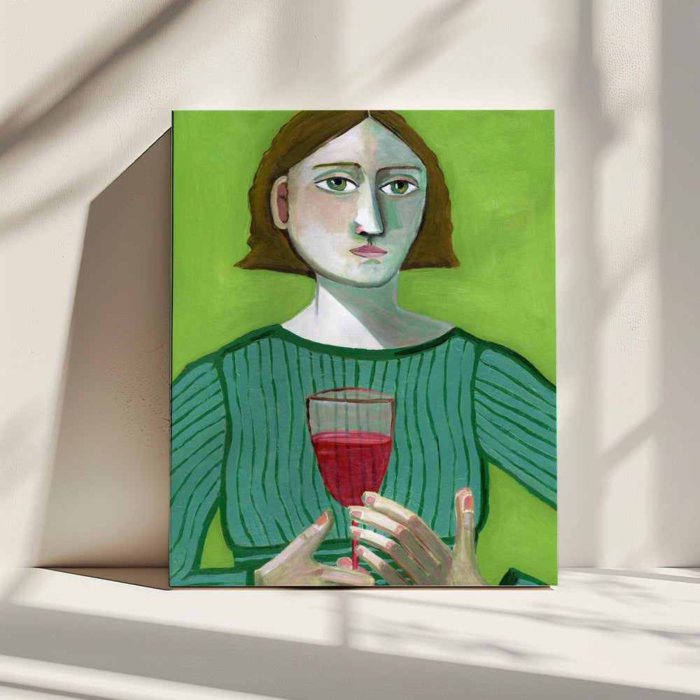 Lady with Red Wine | Canvas