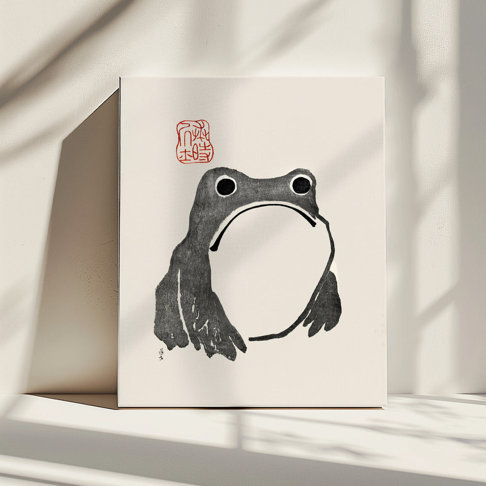 Grumpy Frog I Black | Canvas