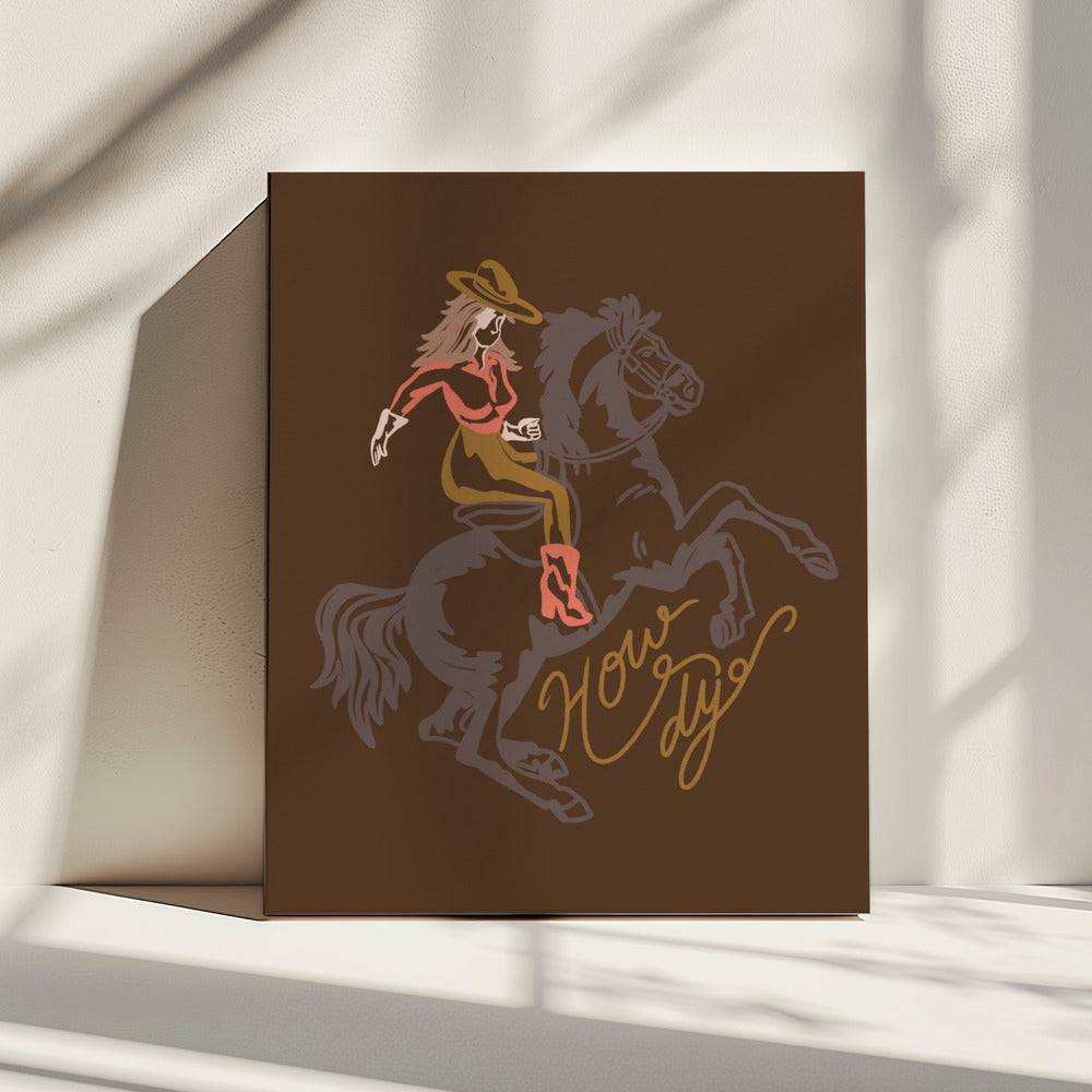 Cowgirl Riding A Rearing Horse | Canvas