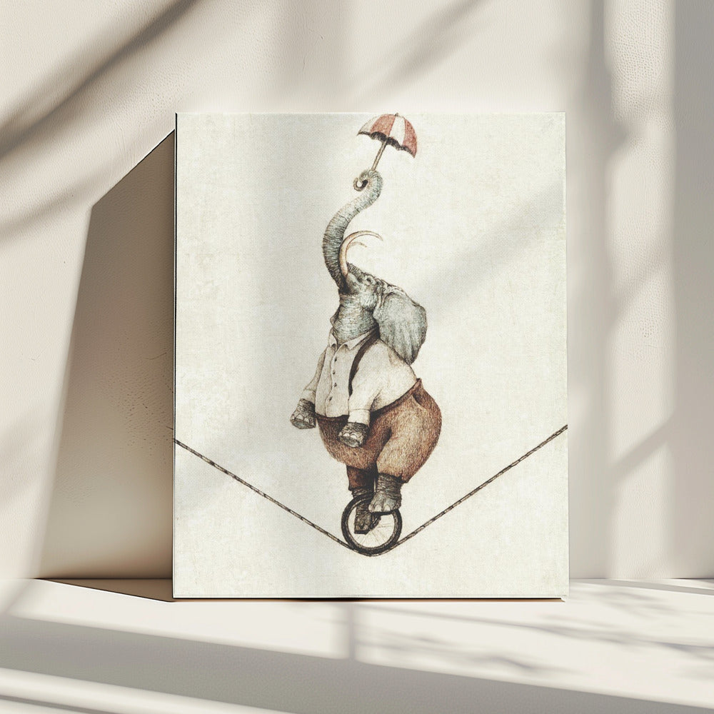 Unicycle While Holding An Umbrella | Canvas