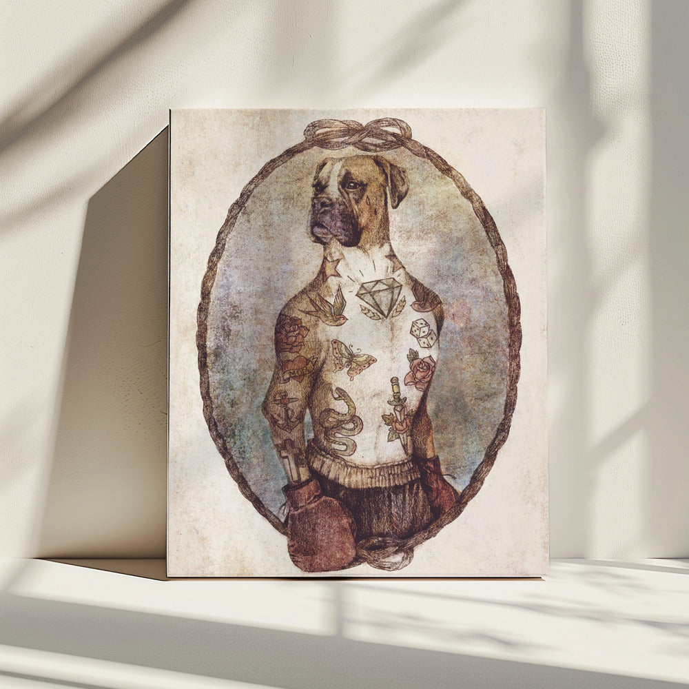 Tattooed Boxer Pup | Canvas