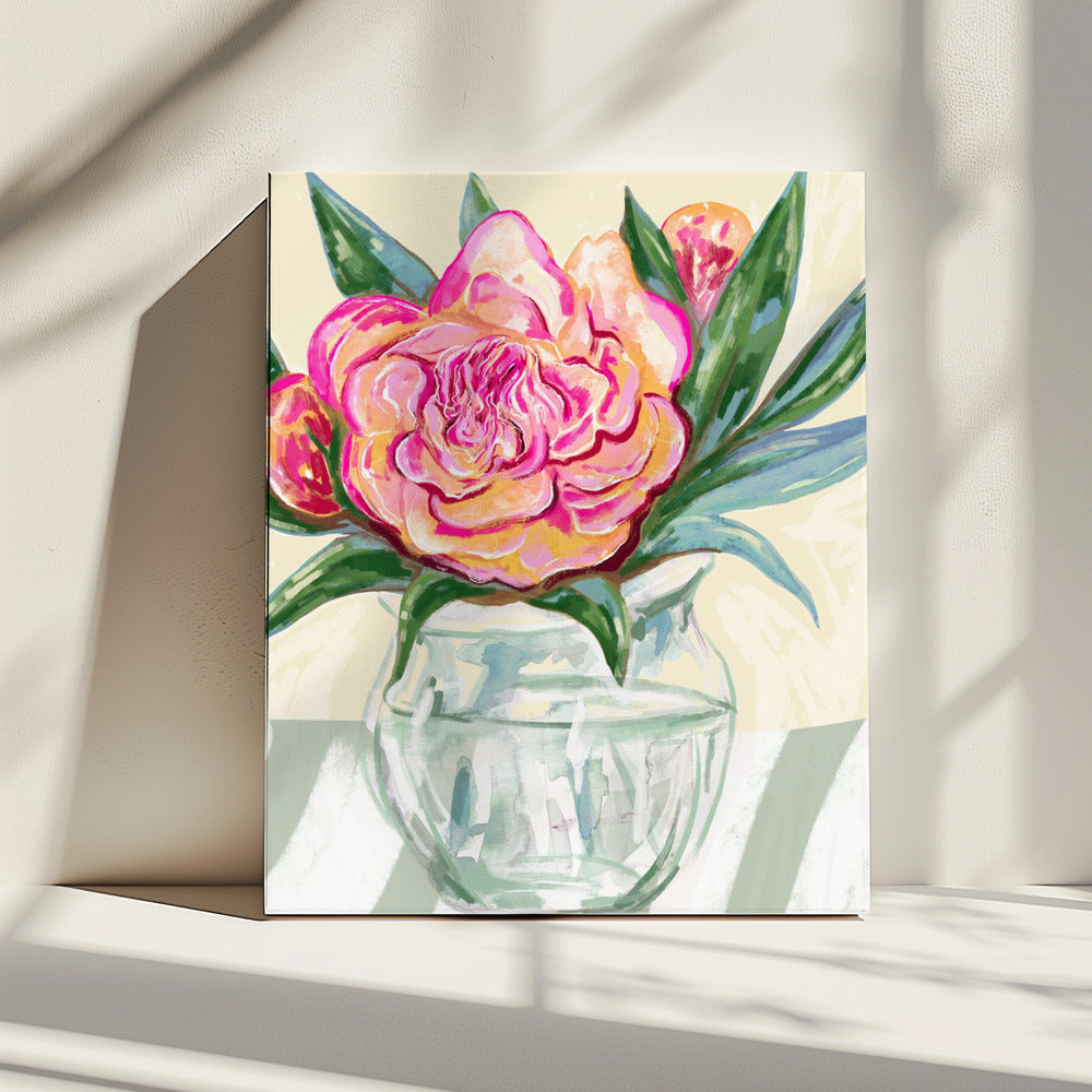 Peony in Glass Vase | Canvas