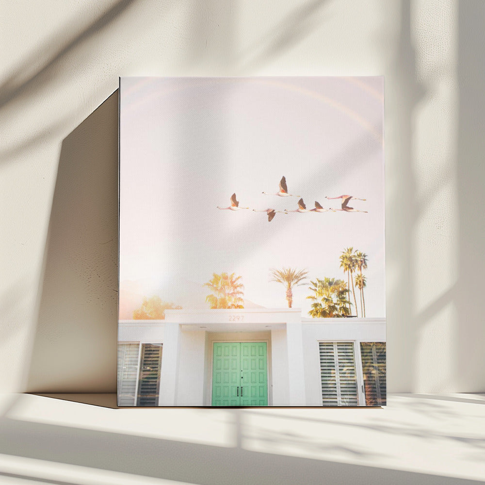 Flamingos In Palm Springs | Canvas