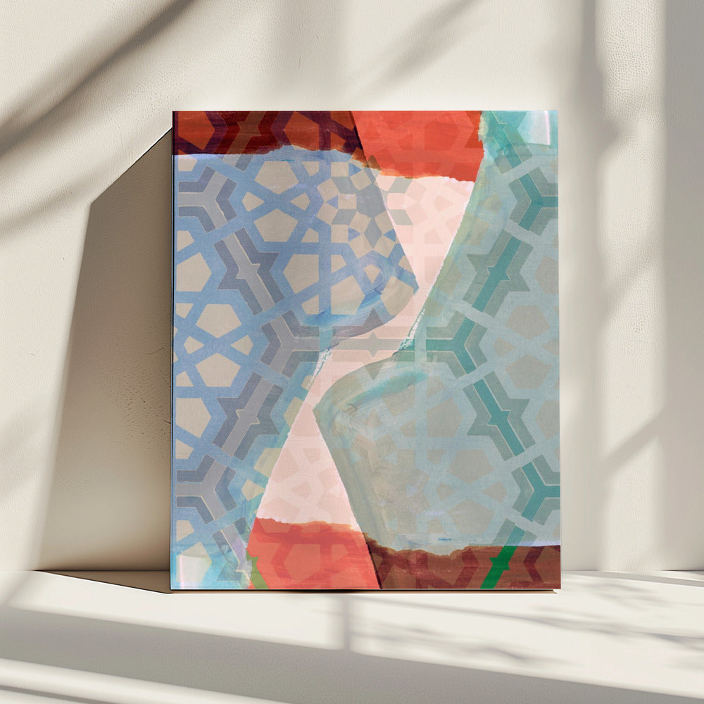 Overlapping Geometric Patterns in Soft Hues | Canvas
