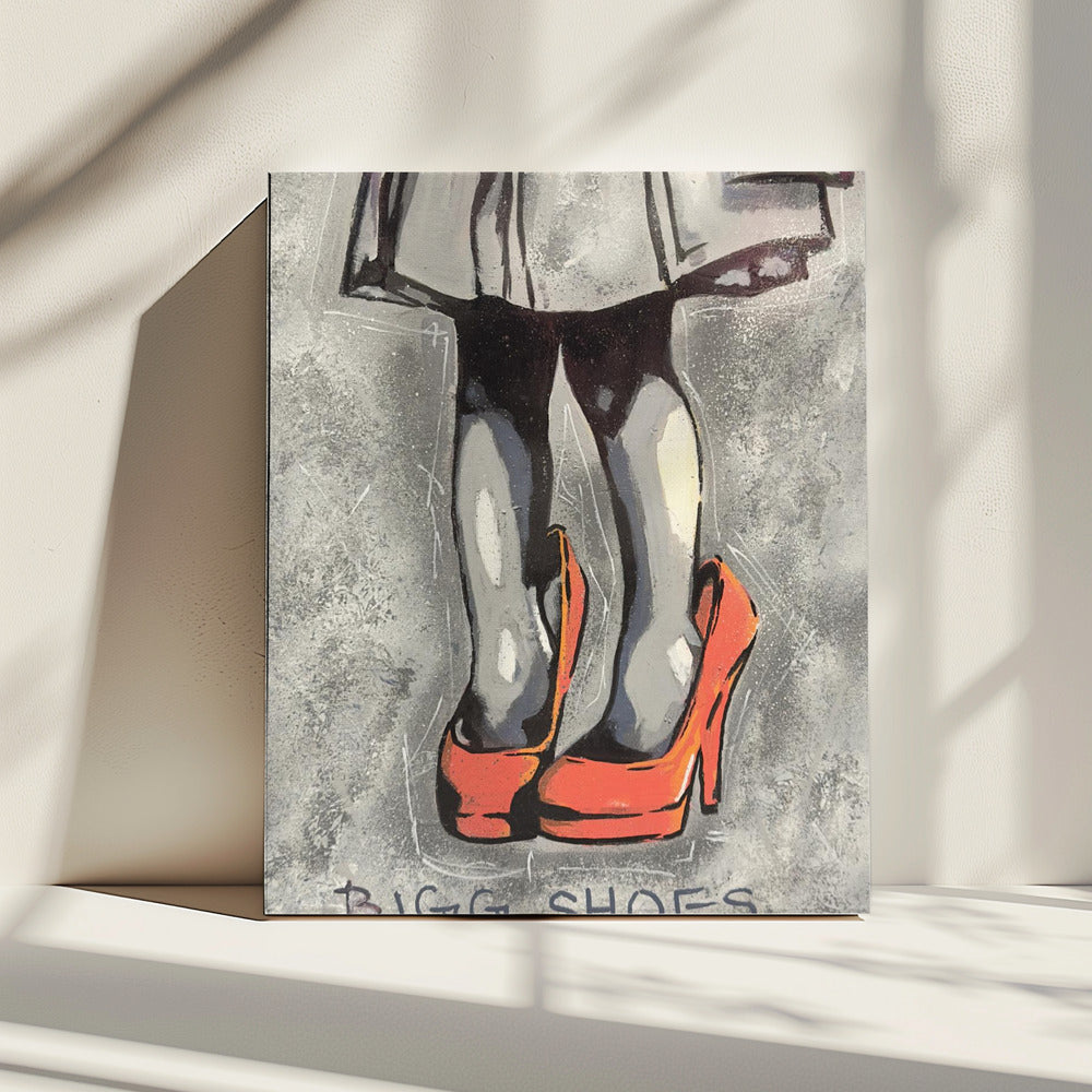 Child Wearing Oversized Red High Heels | Canvas