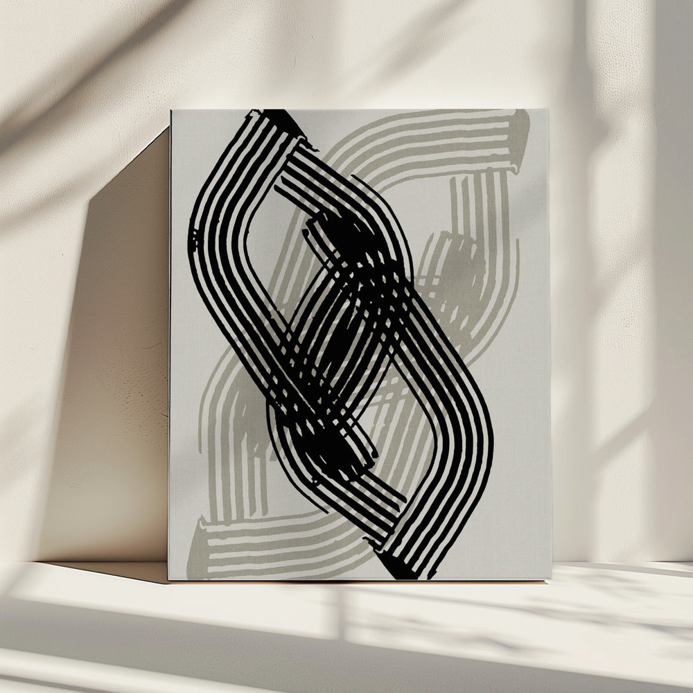 Abstract Curves in Black and Grey | Canvas