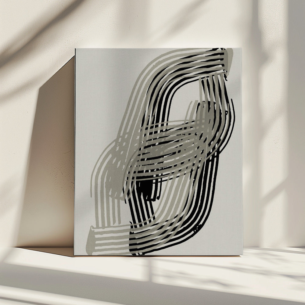 Abstract Curves in Grey and Black | Canvas