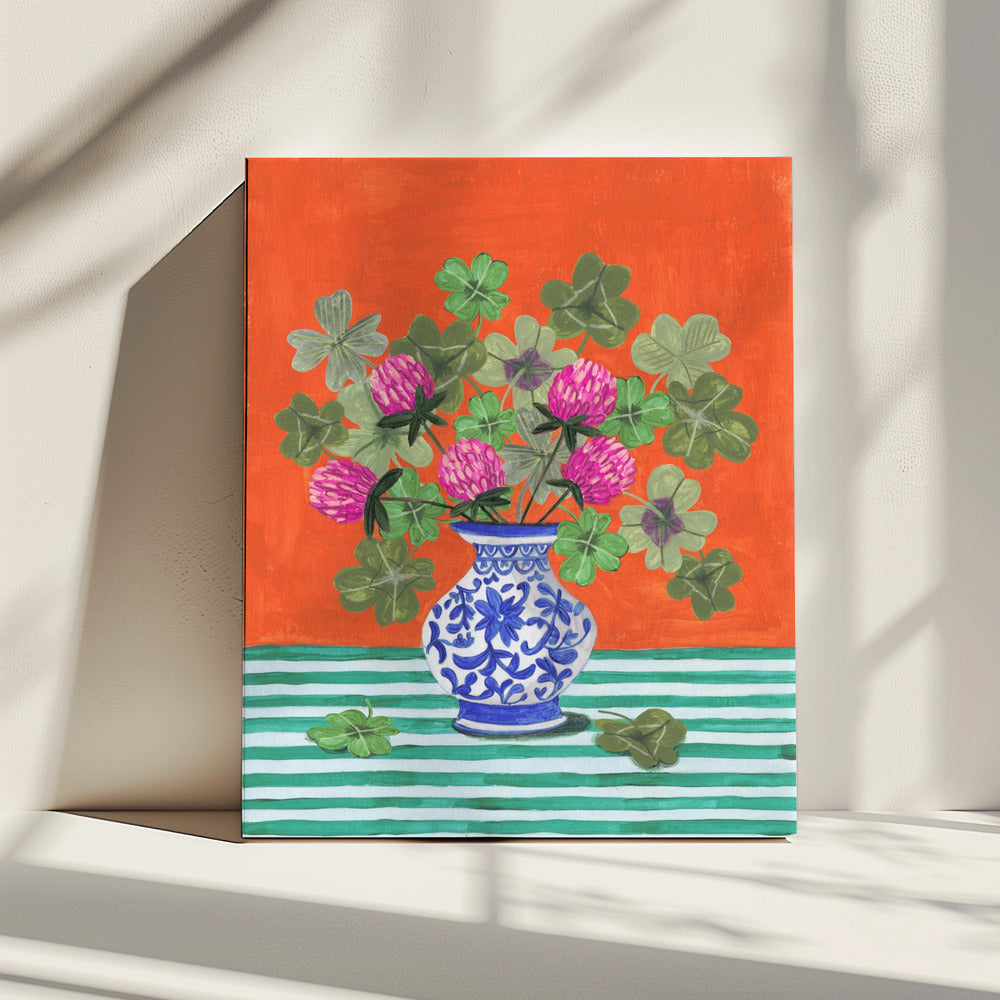 Clovers and Pink Blossoms | Canvas