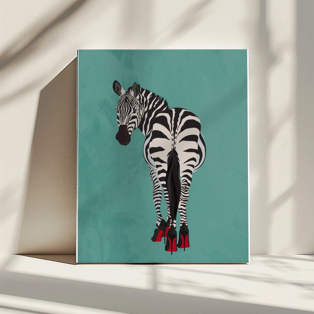 Zebra in heels teal | Canvas