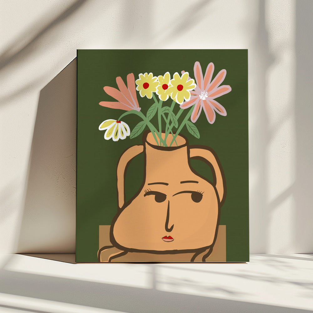 Lady vase with flowers | Canvas