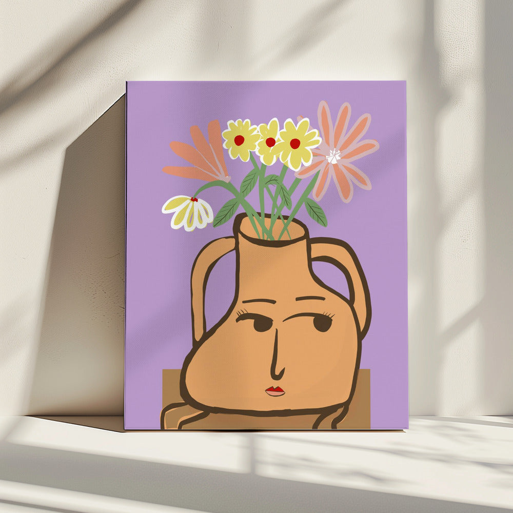 Lady vase with flowers | Canvas