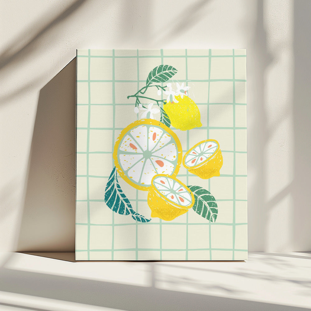 Lemon slice with leaves | Canvas