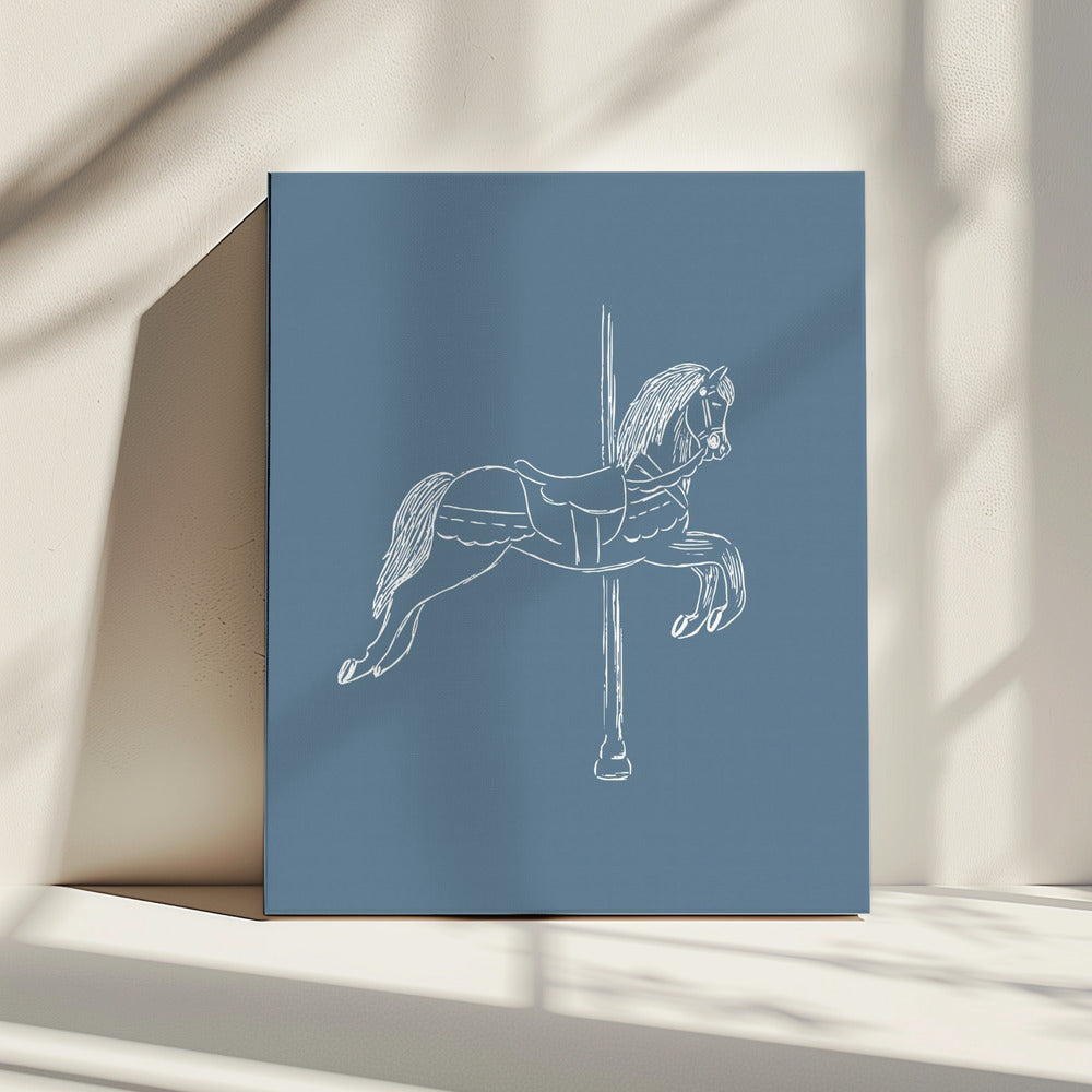 Circus Horse Vintage Blue | Canvas