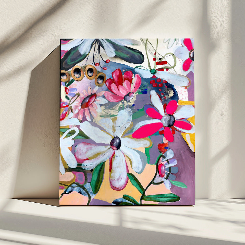 Vibrant Flowers with Bold Pink and White Petals | Canvas