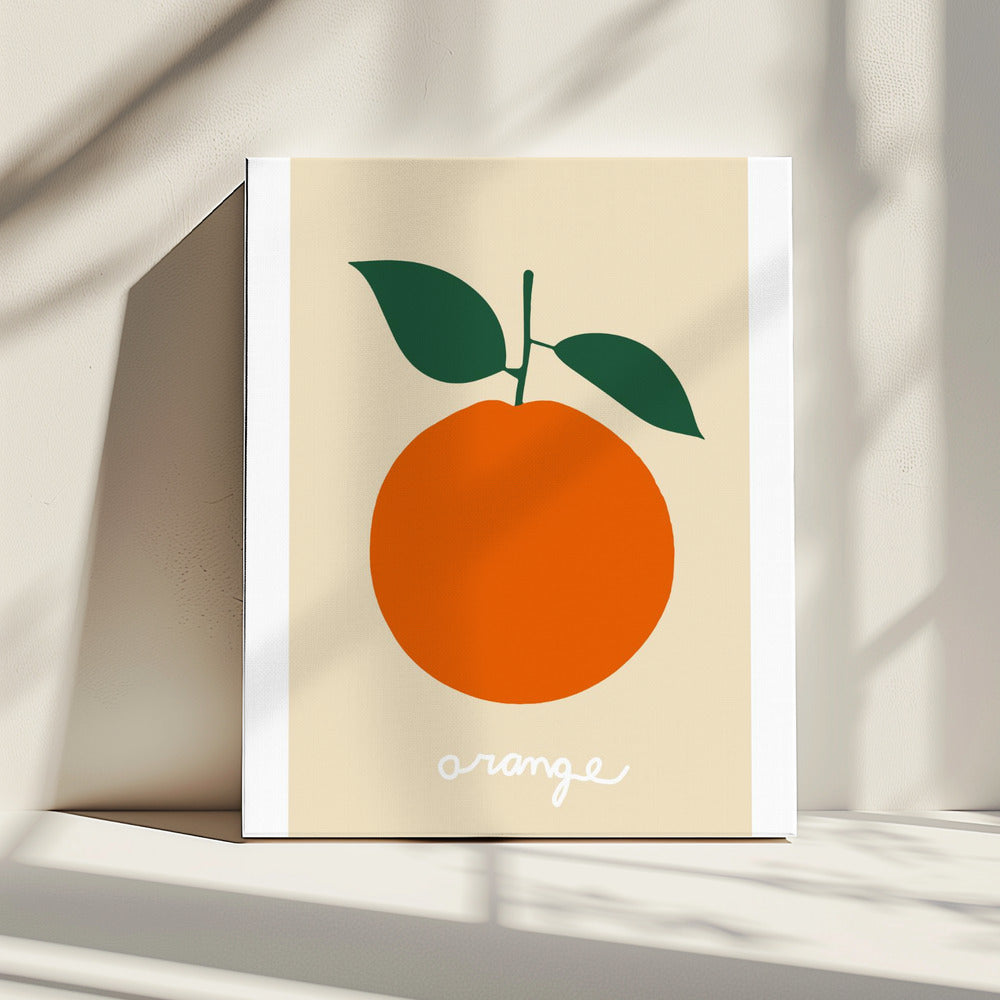 Stylized Orange With Dark Green Leaves | Canvas