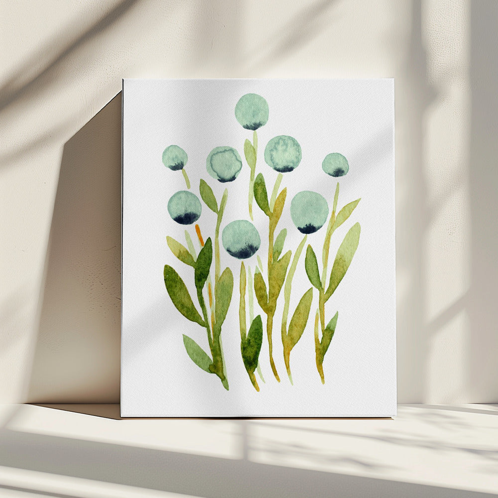 Blue Spherical Flowers | Canvas