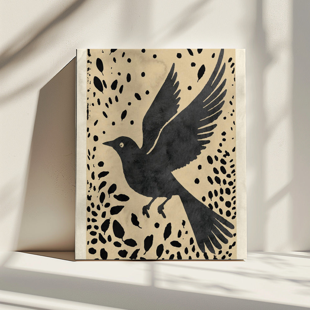 Bird In Flight Surrounded By Scattered Leaves | Canvas