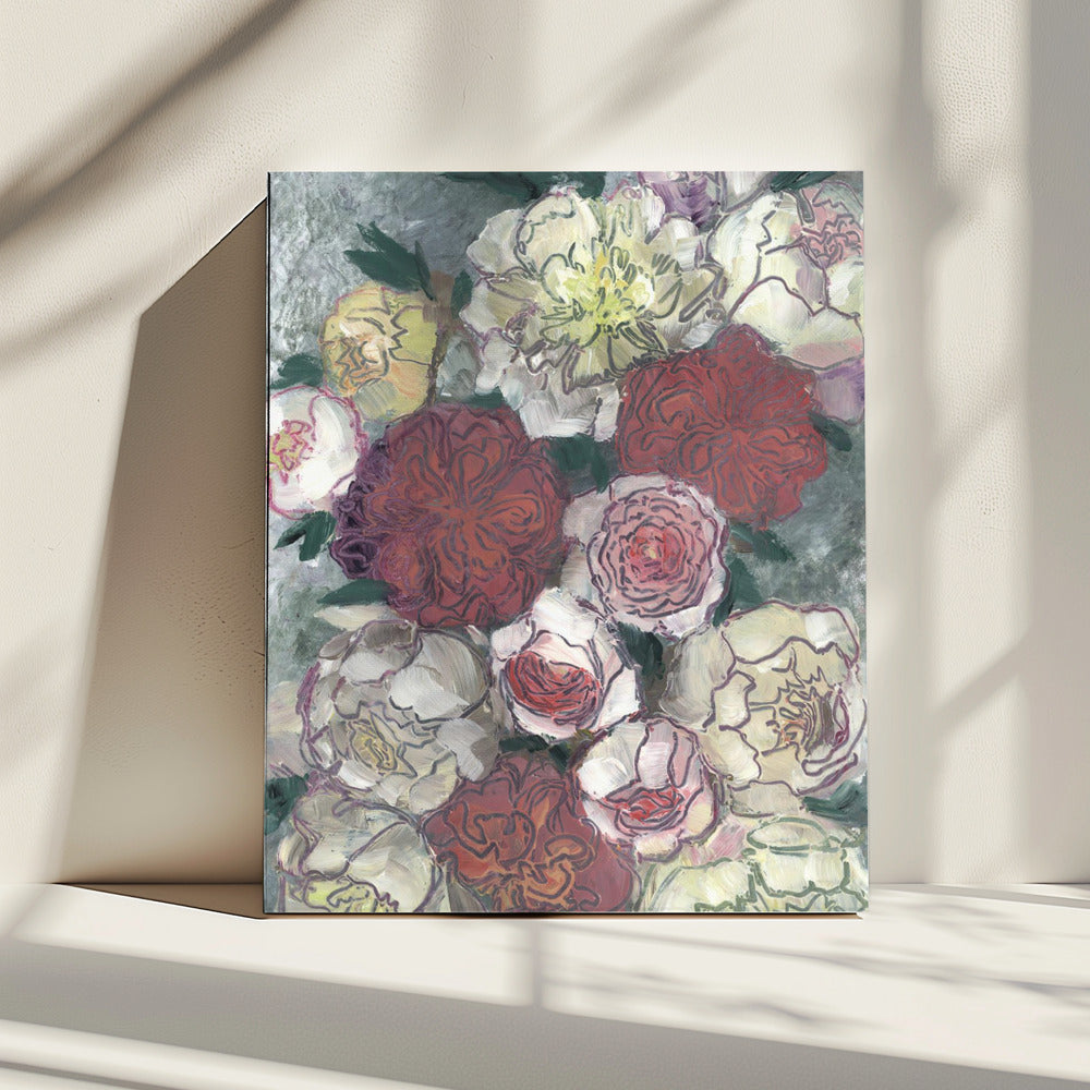 Vibrant Red And White Peonies | Canvas