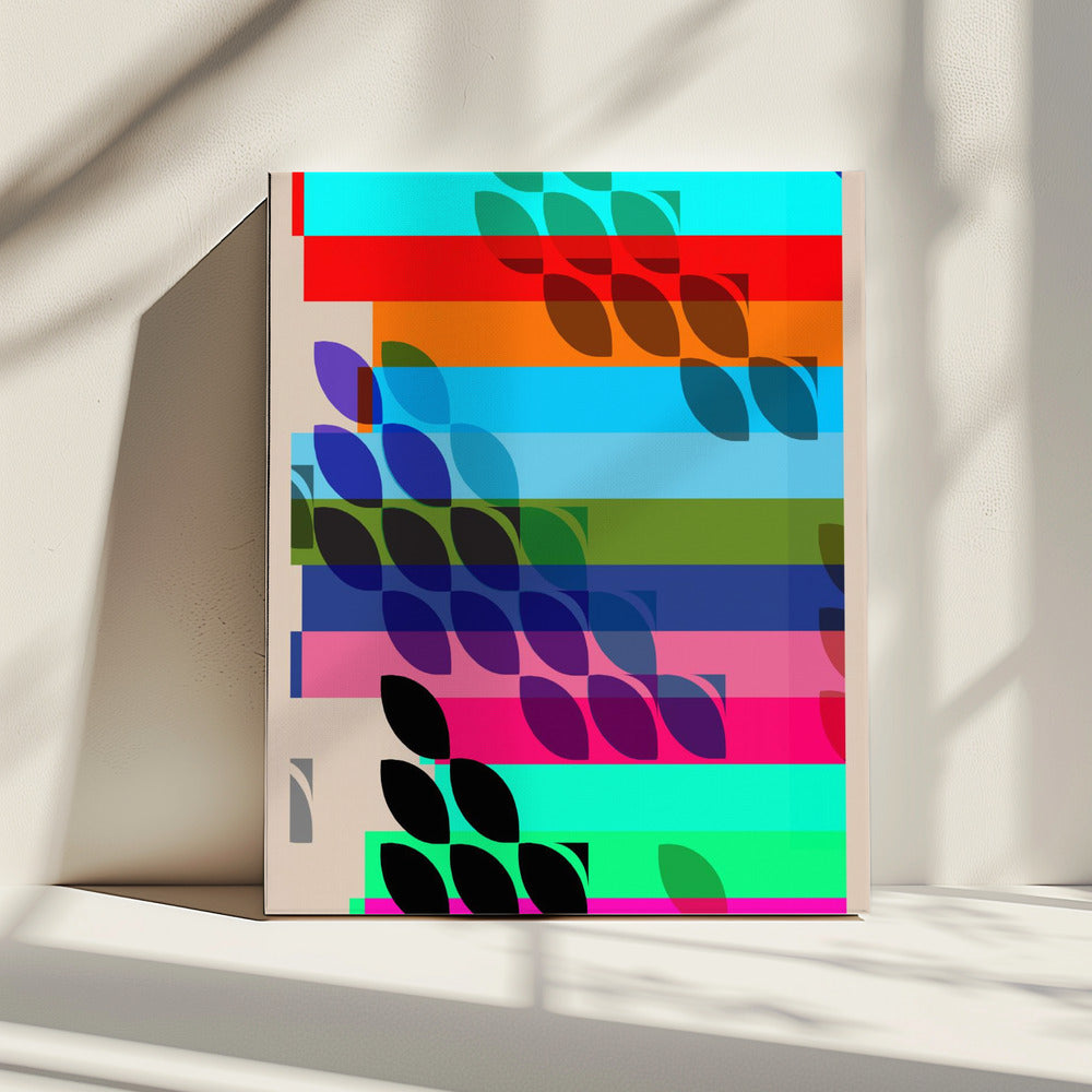 Vibrant Geometric Shapes And Leaf Patterns | Canvas