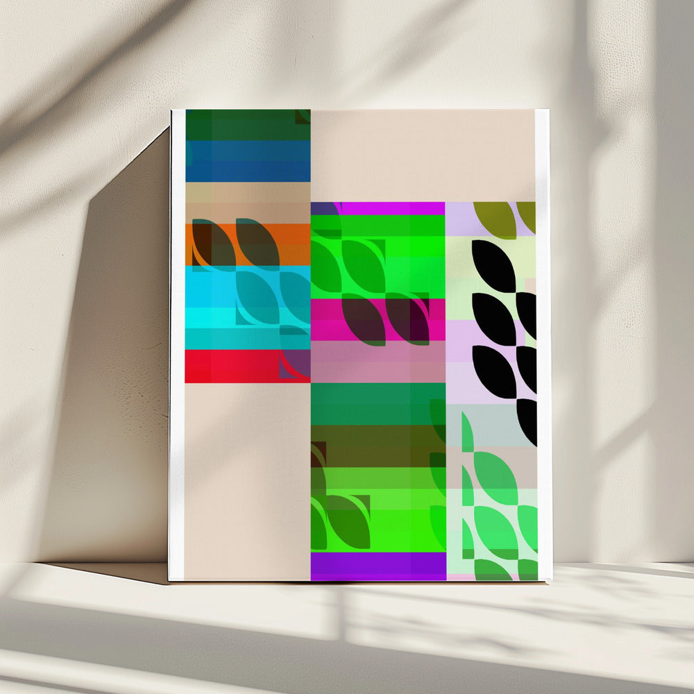 Vibrant Geometric Shapes And Leaf Patterns | Canvas