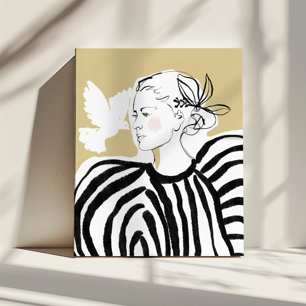 Woman Profile with a Zebra Stripe Pattern | Canvas
