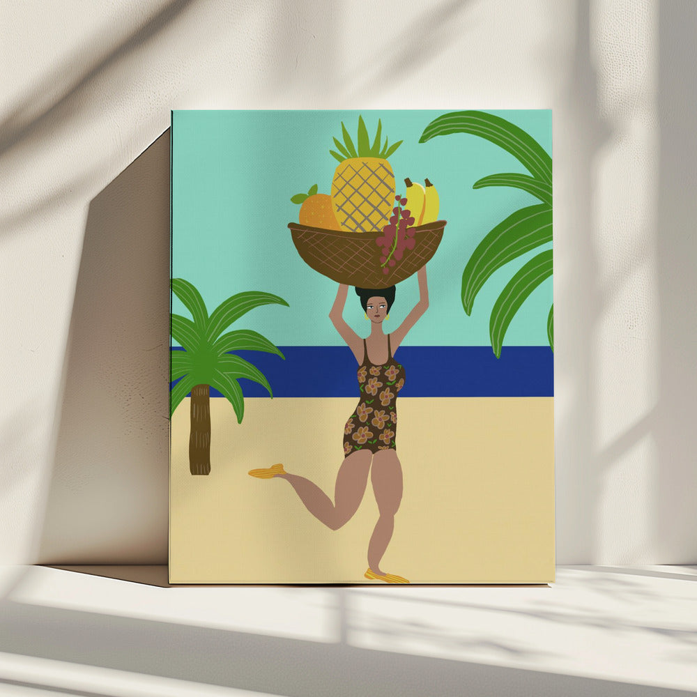 Tropical fruit at the beach | Canvas