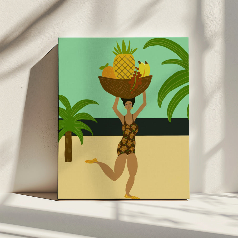 Tropical fruit at the beach | Canvas