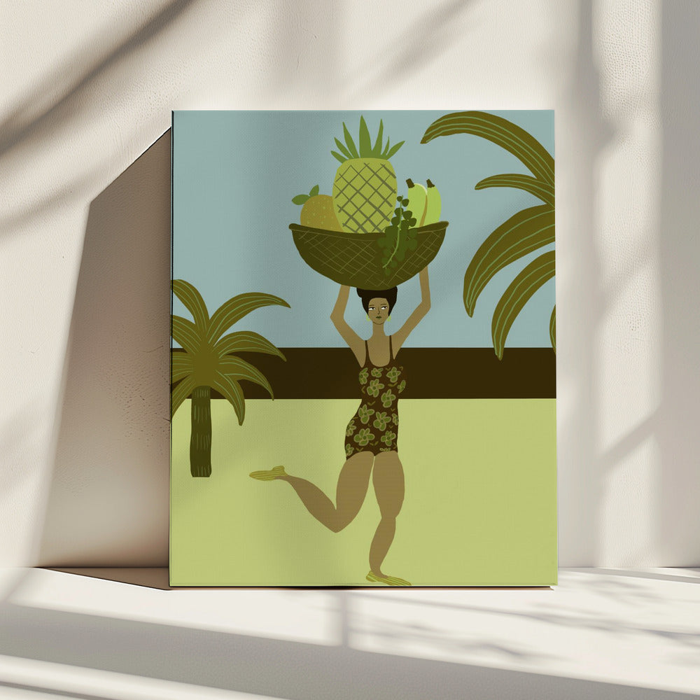 Tropical fruit at the beach | Canvas