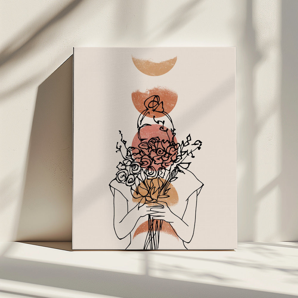 Girl With Flower Bouquet | Canvas