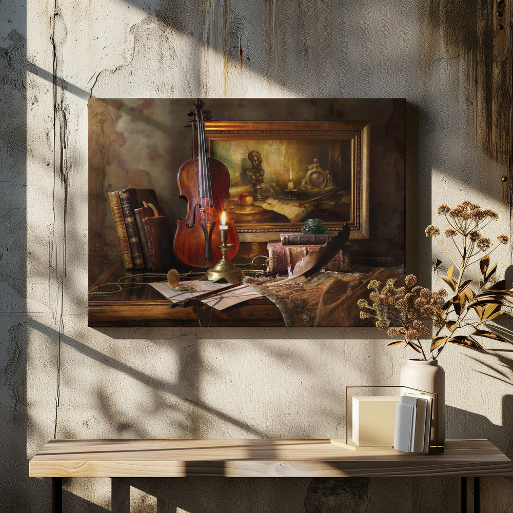 Still life with violin and painting | Canvas
