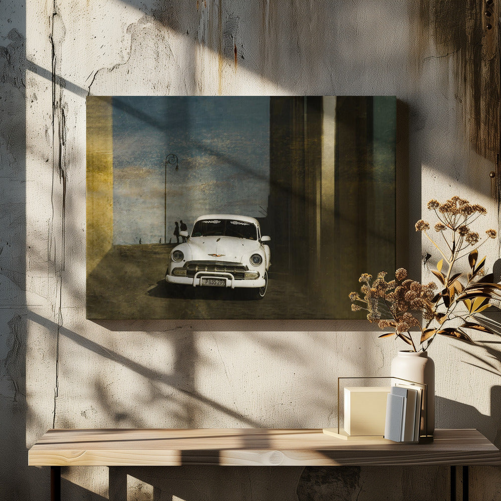 A white car in Havanna | Canvas