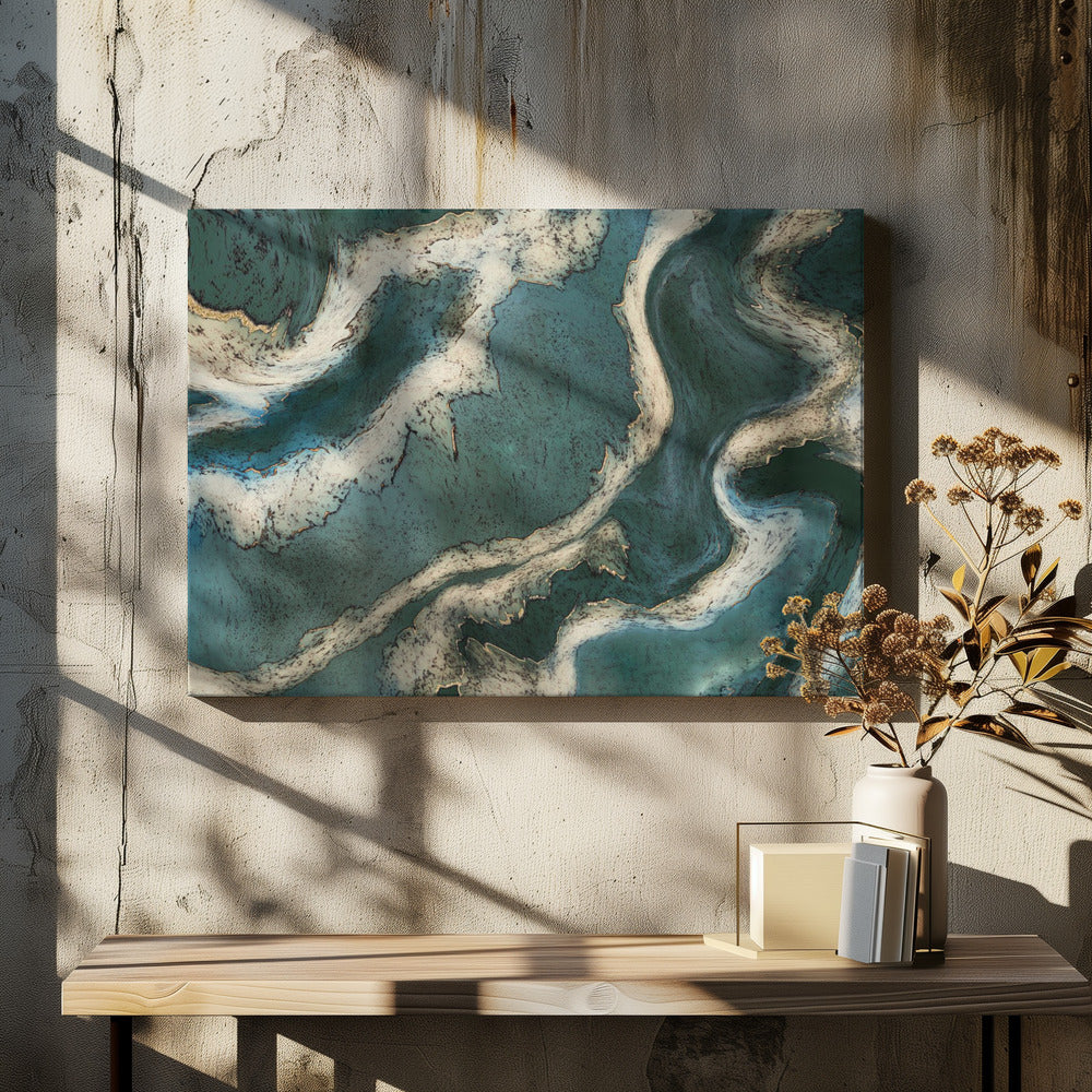 Alcohol Ink Green Gold | Canvas