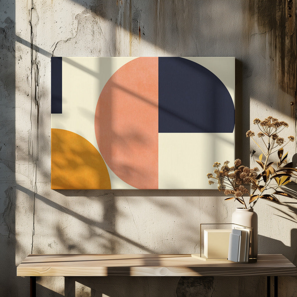 Rainbow Plus Shapes  Blue Mustard2 | Canvas