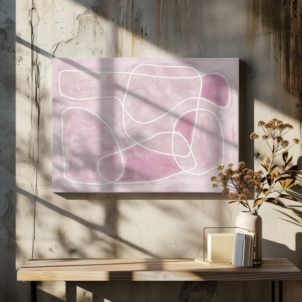 Pastel pink line drawing | Canvas