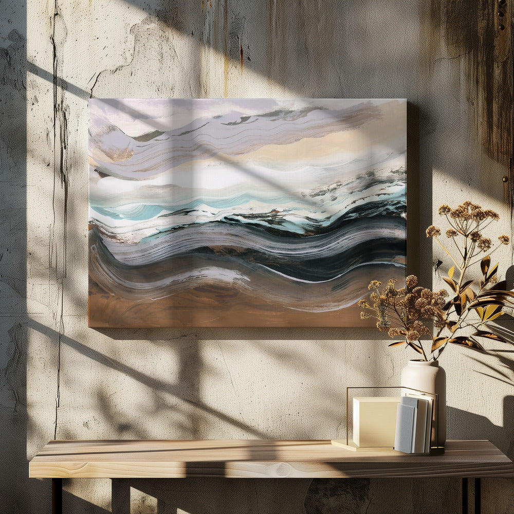 Abstract Landscape Waves Mocha | Canvas