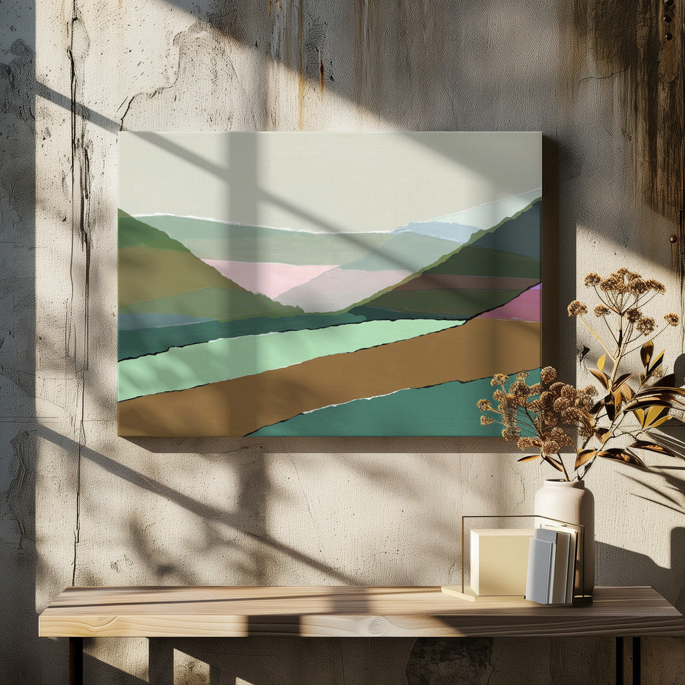 Layered Mountains And Valleys In Muted Earthy Tones | Canvas