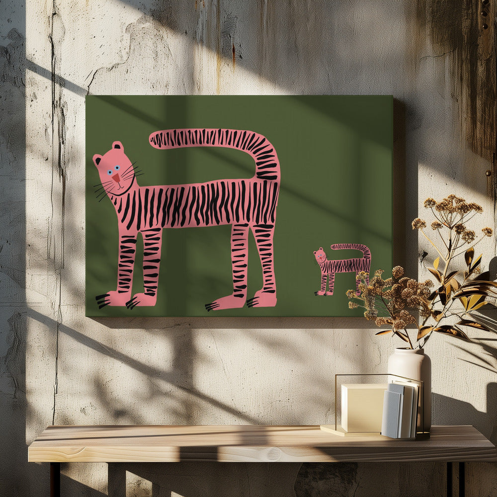 Tiger cat and cub baby | Canvas