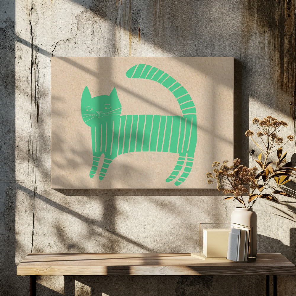 Green cat nursery | Canvas