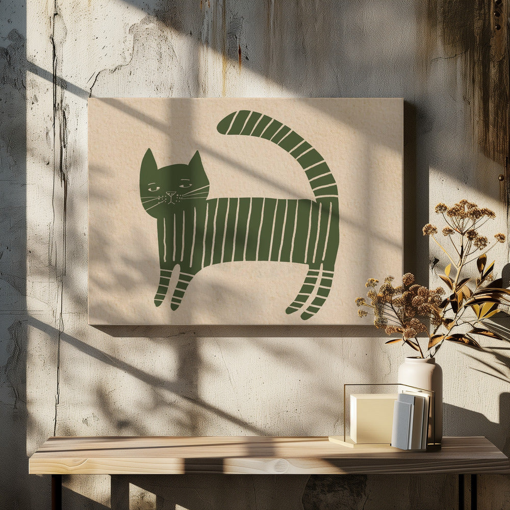 Green cat nursey | Canvas