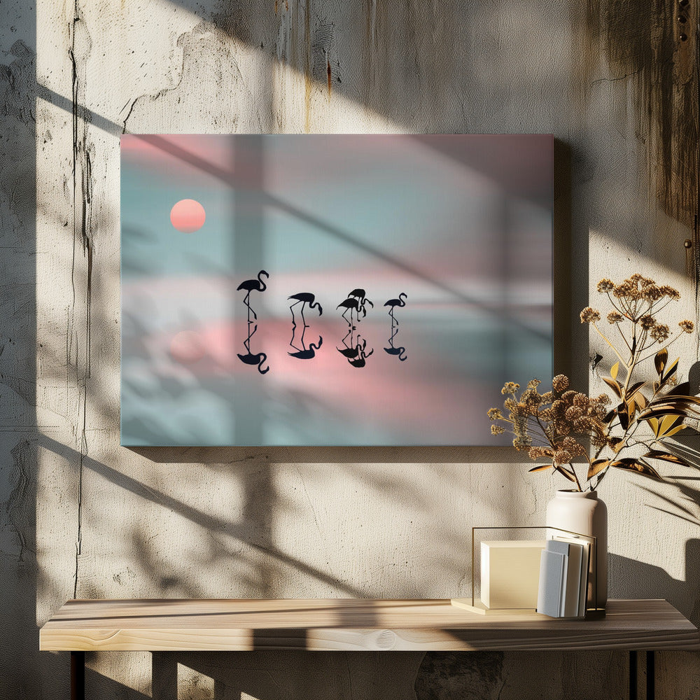Family flamingos. | Canvas