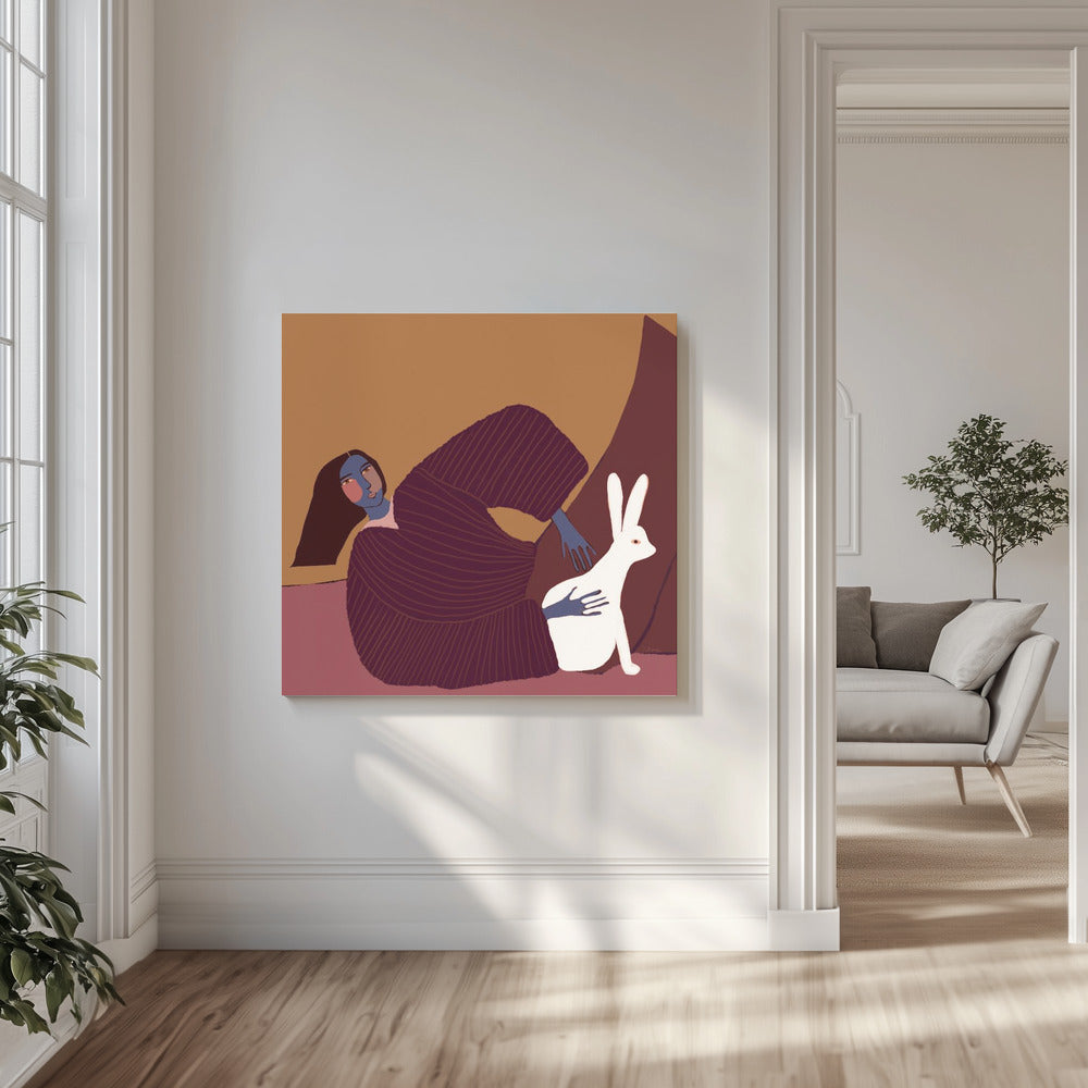 Lady and rabbit | Canvas