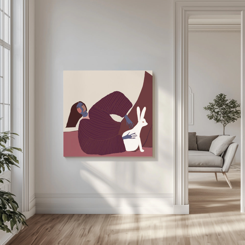 Lady and rabbit | Canvas