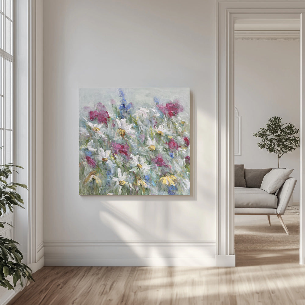 Daisy in Pink White and Yellow Hues | Canvas