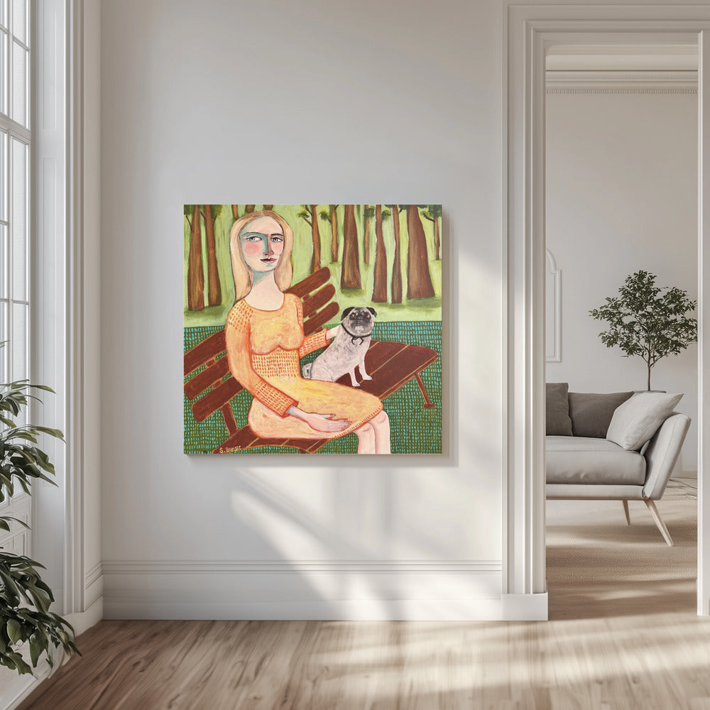 Lady with Dog Pug | Canvas