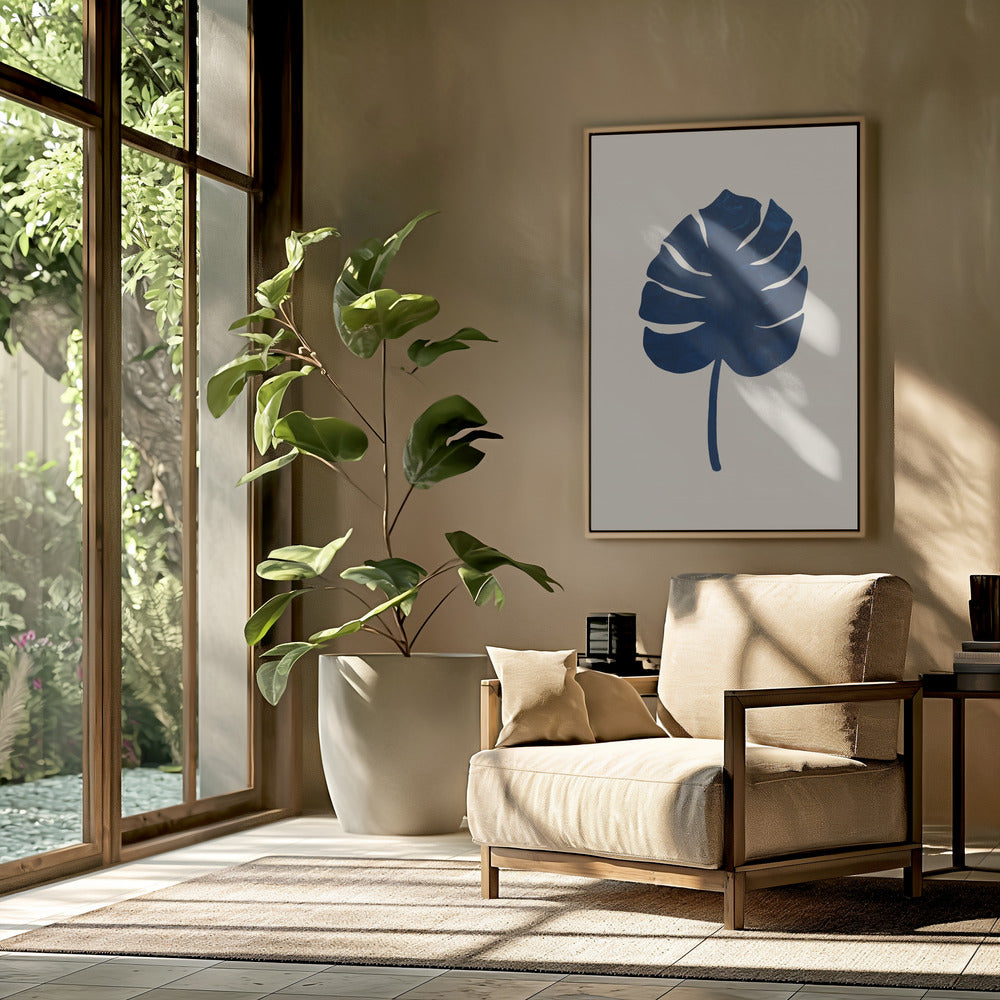Monstera Marble Blue | Poster