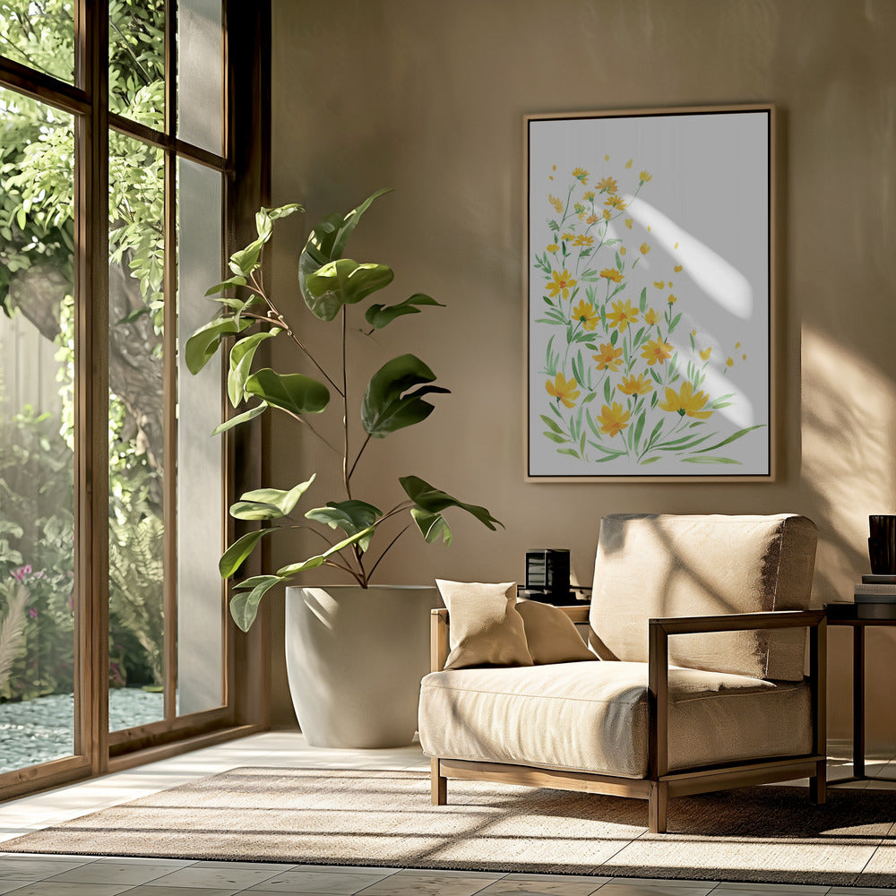 Yellow watercolor wildflowers | Poster