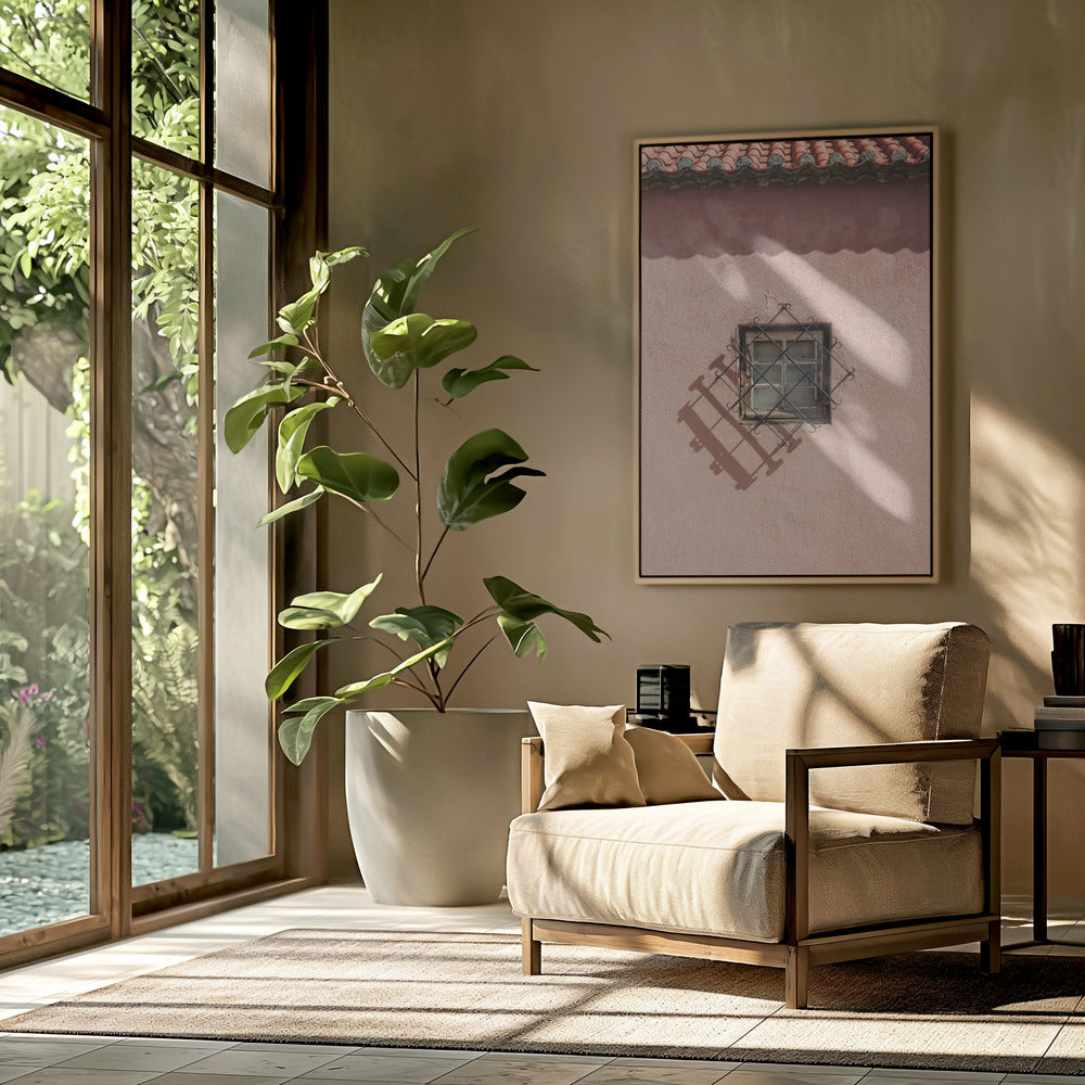 Rustic Pink Wall With A Vintage Window | Poster