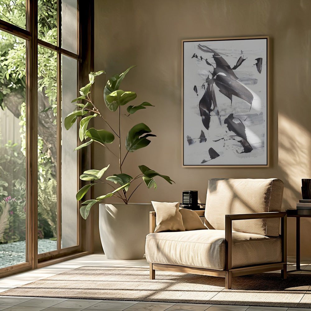 Monochrome Dynamic Brushstrokes | Poster