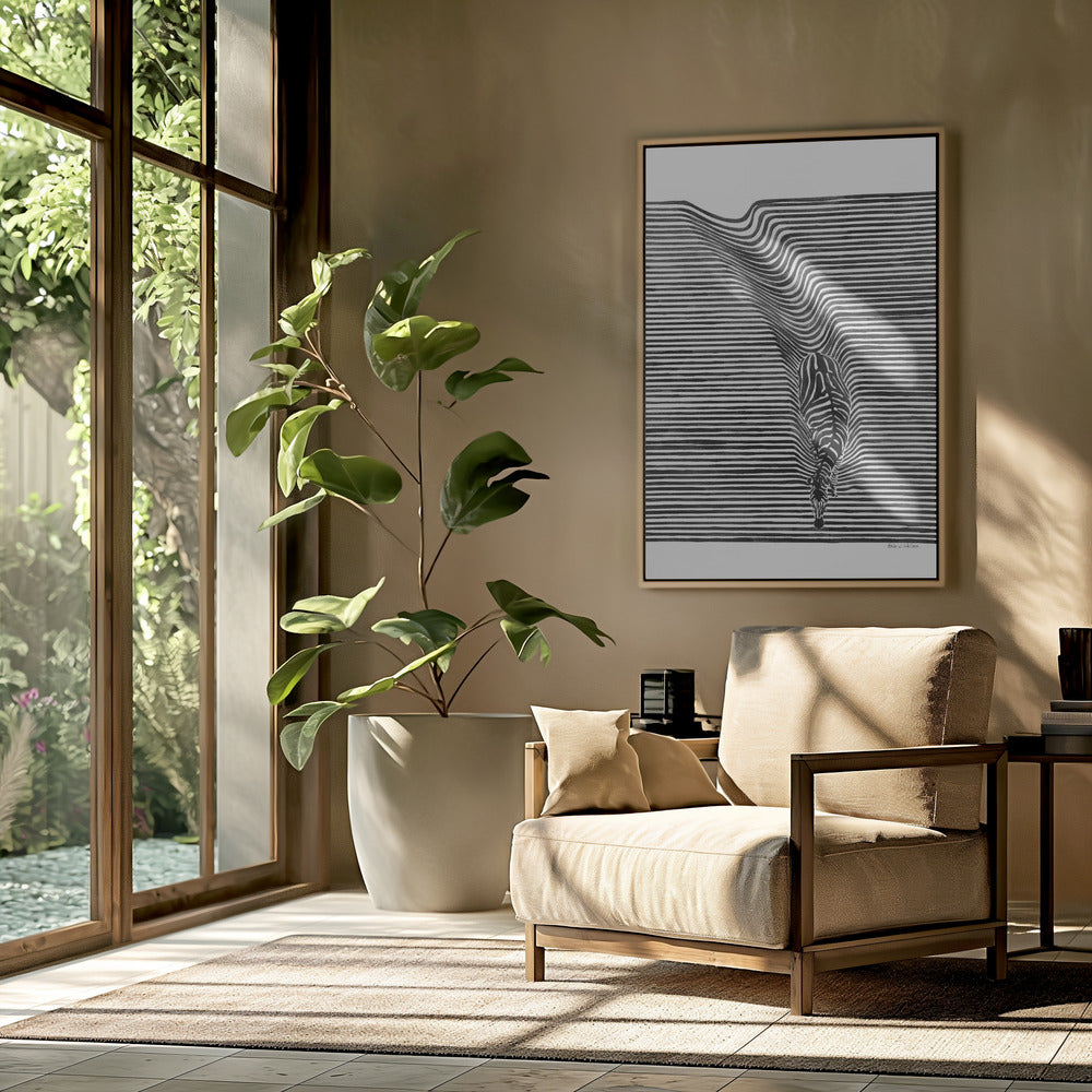 Zebra in het veld | Poster